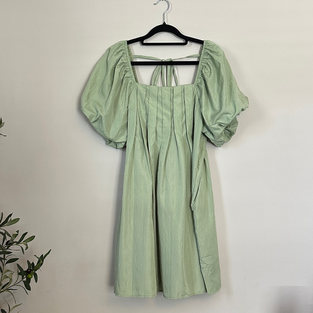 Elegant Puff Sleeve Mini Dress with Pockets